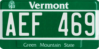 VT license plate AEF469