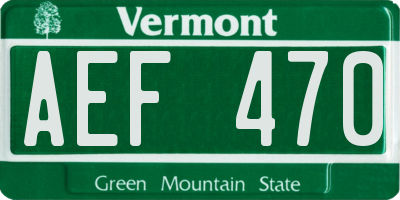 VT license plate AEF470