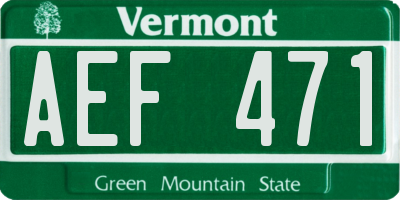 VT license plate AEF471