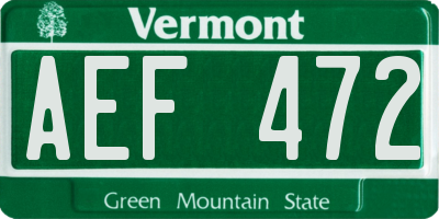 VT license plate AEF472