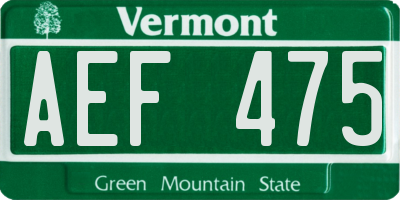 VT license plate AEF475