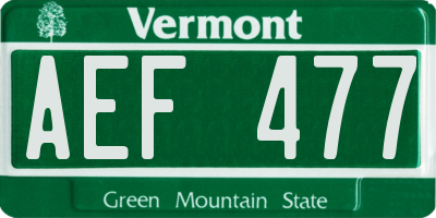 VT license plate AEF477
