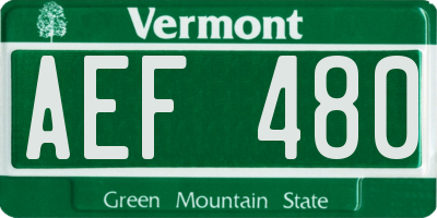 VT license plate AEF480