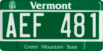VT license plate AEF481