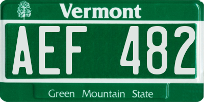 VT license plate AEF482