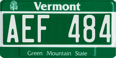 VT license plate AEF484