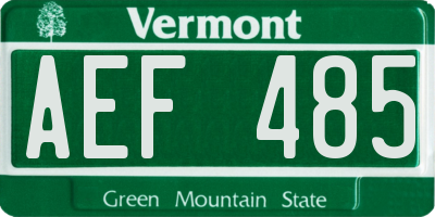 VT license plate AEF485
