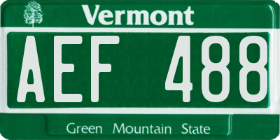 VT license plate AEF488