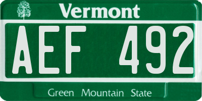 VT license plate AEF492