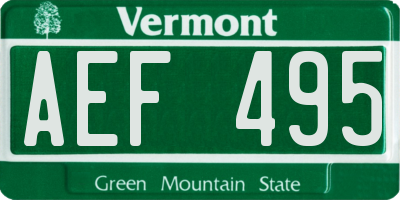 VT license plate AEF495