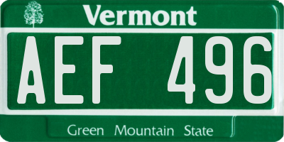 VT license plate AEF496