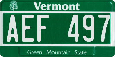 VT license plate AEF497