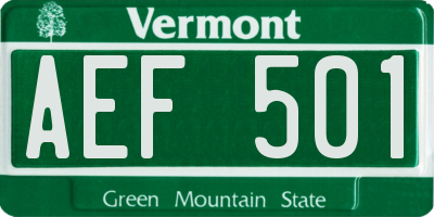 VT license plate AEF501