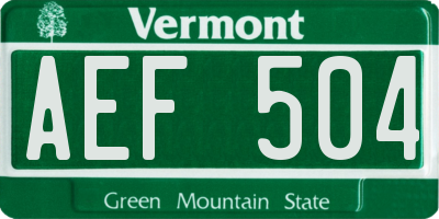 VT license plate AEF504
