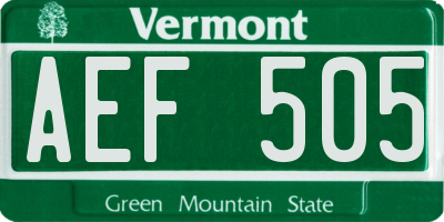 VT license plate AEF505