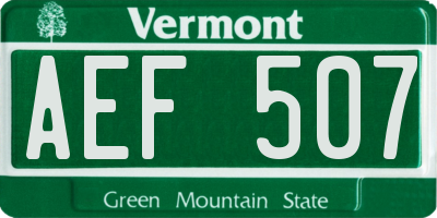 VT license plate AEF507