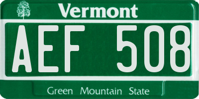 VT license plate AEF508