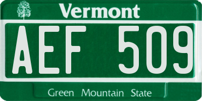 VT license plate AEF509