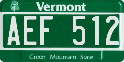 VT license plate AEF512