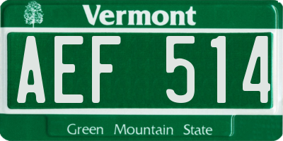 VT license plate AEF514