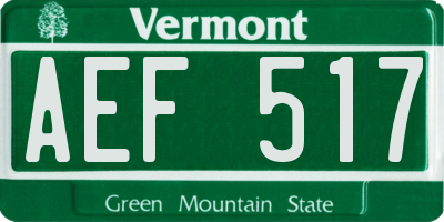 VT license plate AEF517