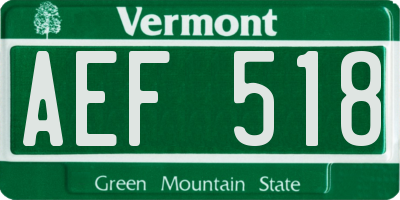 VT license plate AEF518