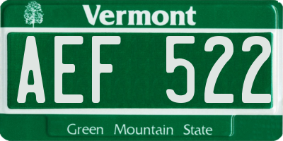 VT license plate AEF522