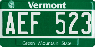 VT license plate AEF523
