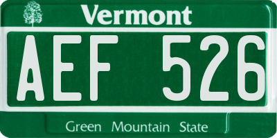 VT license plate AEF526