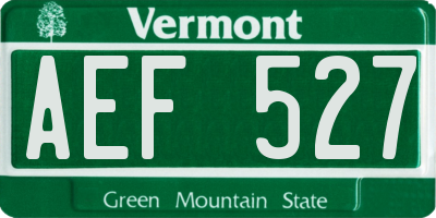 VT license plate AEF527