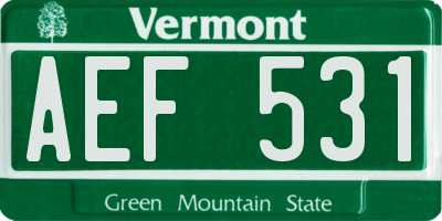 VT license plate AEF531