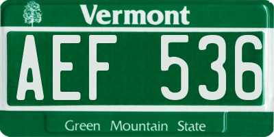 VT license plate AEF536