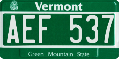 VT license plate AEF537
