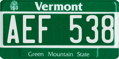 VT license plate AEF538