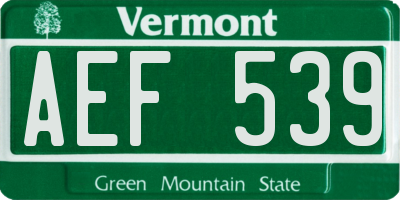 VT license plate AEF539