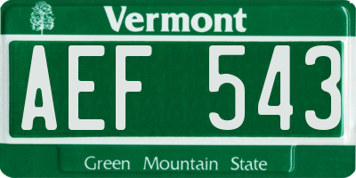 VT license plate AEF543