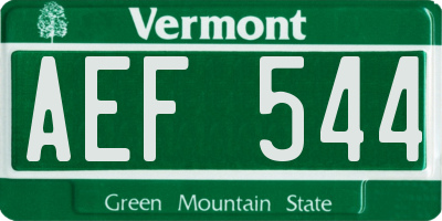 VT license plate AEF544