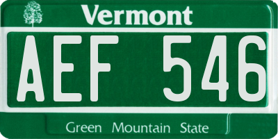 VT license plate AEF546
