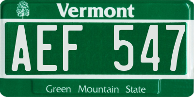 VT license plate AEF547