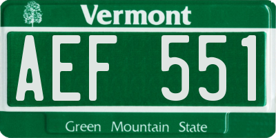 VT license plate AEF551