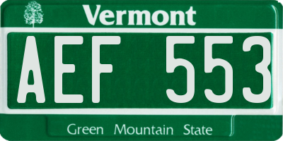 VT license plate AEF553