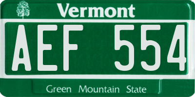 VT license plate AEF554