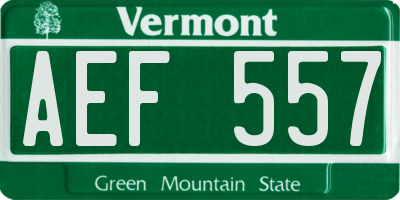 VT license plate AEF557