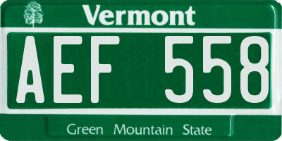VT license plate AEF558