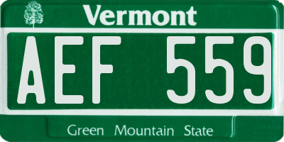 VT license plate AEF559