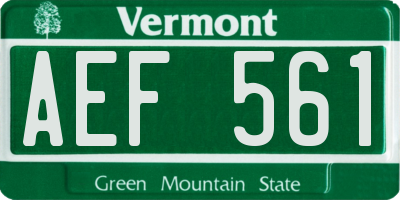 VT license plate AEF561