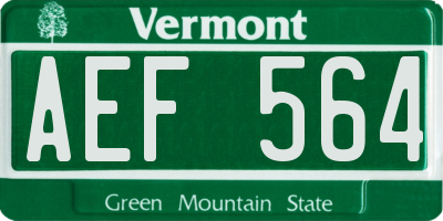 VT license plate AEF564