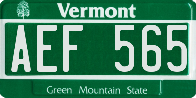 VT license plate AEF565