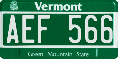 VT license plate AEF566