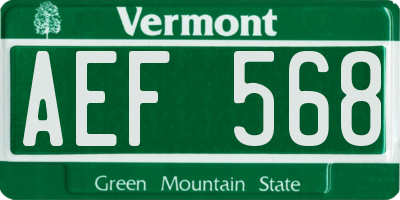 VT license plate AEF568